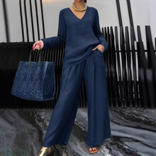Load image into Gallery viewer, Solid Color Long Sleeve Top &amp; Pants Two-Piece Travel Set
