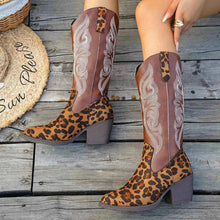 Load image into Gallery viewer, Brown Western Embroidered : Mid-Calf Boots
