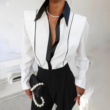 Load image into Gallery viewer, Women’s Black White Colorblock Shirt
