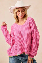 Load image into Gallery viewer, BiBi V-Neck Sweater with Colorful Trim
