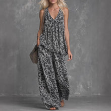 Load image into Gallery viewer, Women’s Leopard Print Sleeveless Top and Chiffon Pants Set
