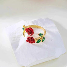 Load image into Gallery viewer, Rose Bypass Ring and Bracelet Jewelry Set
