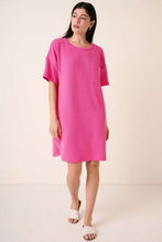 Load image into Gallery viewer, Urban Rib Knit Short Sleeve Tee Dress For Women – Casual and Chic Ribbed Knit Dress with Slit and Pockets For Everyday Outfit

