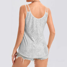 Load image into Gallery viewer, Sequin V-Neck Camisole – Rhinestone Strap Sparkly Top
