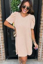 Load image into Gallery viewer, Blossom Corded Crew Neck Puff Sleeve Mini Dress
