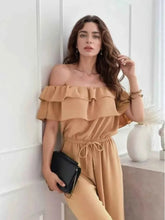 Load image into Gallery viewer, Ruffled Off-Shoulder : Wide Leg Jumpsuit
