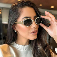 Load image into Gallery viewer, Rhinestones Decor Oval Sunglasses
