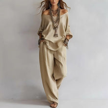 Load image into Gallery viewer, Chiffon Puff-Sleeve Top &amp; Wide-Leg Pants Set – 15 Colors
