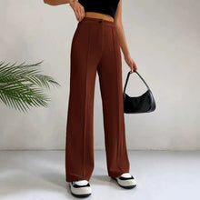 Load image into Gallery viewer, Women's High-Waisted Straight Flare Pants with Stitching Detail
