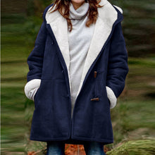 Load image into Gallery viewer, Sherpa-Lined Duffle Toggle Jacket with Hood — Warm Hooded Fleece Coat
