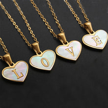 Load image into Gallery viewer, 26 Letter Heart-shaped Necklace White Shell Love Clavicle Chain Fashion Personalized Necklace For Women Jewelry Valentine's Day
