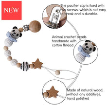 Load image into Gallery viewer, Modern Handmade Pacifier Chain Baby Teething Chains Crochet Rabbit Panda Beads Wooden Clips Wood Tiny Rod  For Kids
