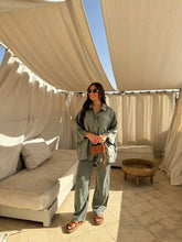 Load image into Gallery viewer, Casual Polyester Pocket Shirt Pants Suitable For Women's Wide Leg Pants, Long Sleeved Shirt Set, Women's Loose High Street Two-piece Set
