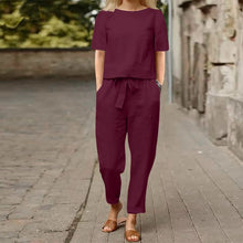 Load image into Gallery viewer, Wide-Leg Pants Two-Piece Set – Solid Color Casual Lounge Suit
