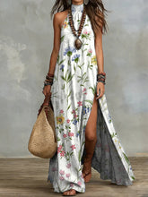 Load image into Gallery viewer, Women's Sleeveless Split Floral Print Maxi Dress
