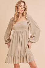 Load image into Gallery viewer, Ruffled Hem Square Neck Balloon Sleeve Mini Dress For Women - Trendy Smocked Detail, Chic Feminine Style, Perfect for Casual &amp; Semi-Formal Occasions
