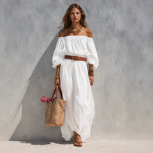 Load image into Gallery viewer, Women's Boat-Neck Sleeveless Cotton-Linen Maxi Dress
