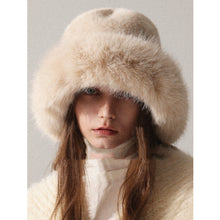 Load image into Gallery viewer, Women’s Oversized Furry Fisherman Hat – Mongolian Style Winter Hat
