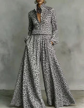 Load image into Gallery viewer, Leopard Print Wide-Leg Pants Set – Women’s Casual Two-Piece
