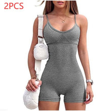 Load image into Gallery viewer, Spaghetti Strap Shorts Jumpsuit Sports Yoga Workout Tight Romper Women Fashion Fitness Sportwear
