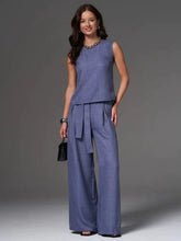 Load image into Gallery viewer, Sleeveless Cotton-Linen Wide-Leg Pants Set – 4 Colors, S–2XL
