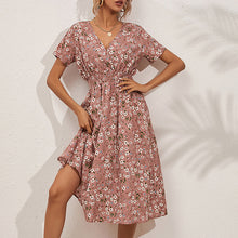 Load image into Gallery viewer, V-Neck Floral Print A-Line Satin Maxi Dress | 8 Colors
