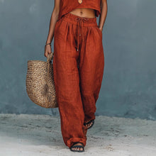 Load image into Gallery viewer, Women's Sleeveless Tank Top &amp; Wide-Leg Pants Set – Linen Blend Summer Two-Piece
