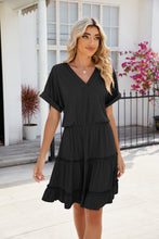 Load image into Gallery viewer, Short Sleeve Tiered Mini Dress Feminine &amp; Flowy Modern Women Summer Dress
