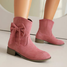 Load image into Gallery viewer, Low Heel Suede Large Size Sweet Bow Casual Boots
