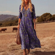 Load image into Gallery viewer, Women's Retro Chic 3D Print V-Neck Long-Sleeve A-Line Dress
