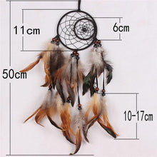 Load image into Gallery viewer, Feather Crafts Dream Catcher Brown Wind Chimes Handmade Christmas Net Handmade Wall Hanging Home Decor Dream Catcher With Feathers For Wall Hanging Car Home Balcony Decorations
