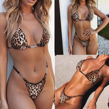 Load image into Gallery viewer, Female Leopard Bikini Set Push Up Thong High Cut Swimwear Women Mini Modern Swimsuit Bathing Suit

