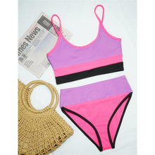 Load image into Gallery viewer, Female Swimsuit High Waist Bikini Women High Waist Bikini Set Two Piece Swimsuits Bikini Top With Bottoms Bathing Suits For Teens Girls Women Swimwear Two-pieces Bikini Set Sport Bathing Suit Swim Lady
