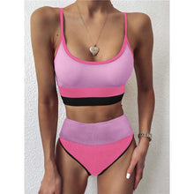 Load image into Gallery viewer, Female Swimsuit High Waist Bikini Women High Waist Bikini Set Two Piece Swimsuits Bikini Top With Bottoms Bathing Suits For Teens Girls Women Swimwear Two-pieces Bikini Set Sport Bathing Suit Swim Lady
