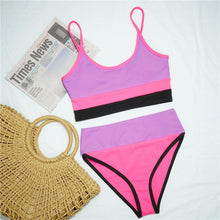 Load image into Gallery viewer, Female Swimsuit High Waist Bikini Women High Waist Bikini Set Two Piece Swimsuits Bikini Top With Bottoms Bathing Suits For Teens Girls Women Swimwear Two-pieces Bikini Set Sport Bathing Suit Swim Lady
