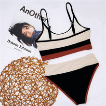 Load image into Gallery viewer, Female Swimsuit High Waist Bikini Women High Waist Bikini Set Two Piece Swimsuits Bikini Top With Bottoms Bathing Suits For Teens Girls Women Swimwear Two-pieces Bikini Set Sport Bathing Suit Swim Lady
