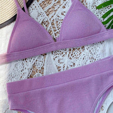 Load image into Gallery viewer, Female Swimsuit High Waist Bikini Women High Waist Swimsuits Triangle Bathing Suit V Neck Two Piece Bikini Sets Women Swimwear Two-pieces Bikini Set Ribbed Bather Bathing Suit Swim
