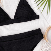 Load image into Gallery viewer, Female Swimsuit High Waist Bikini Women High Waist Swimsuits Triangle Bathing Suit V Neck Two Piece Bikini Sets Women Swimwear Two-pieces Bikini Set Ribbed Bather Bathing Suit Swim
