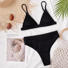 Load image into Gallery viewer, Female Swimsuit High Waist Bikini Women High Waist Swimsuits Triangle Bathing Suit V Neck Two Piece Bikini Sets Women Swimwear Two-pieces Bikini Set Ribbed Bather Bathing Suit Swim
