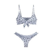 Load image into Gallery viewer, Female Swimsuit Women String Triangle Top Bikini Bottom Printed Push Up Swimsuit Bikini Sets Two Piece Split Button Beachwear Bathing Suit High Waist Bathing Suit High Cut

