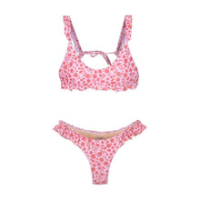 Load image into Gallery viewer, Female Swimsuit Women String Triangle Top Bikini Bottom Printed Push Up Swimsuit Bikini Sets Two Piece Split Button Beachwear Bathing Suit High Waist Bathing Suit High Cut
