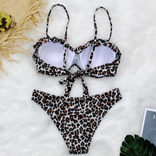Load image into Gallery viewer, Female Two Piece Swimsuit Low Waist Bikini Floral Printing Swimwear Push Up Bathing Suit  Detachable Padded Push Up Striped Bikini Set Two Piece Swimsuit Ladies Vintage Lace Bikini Sets Beach Swimwear
