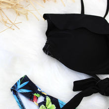 Load image into Gallery viewer, Female Two Piece Swimsuit Low Waist Bikini Floral Printing Swimwear Push Up Bathing Suit  Detachable Padded Push Up Striped Bikini Set Two Piece Swimsuit Ladies Vintage Lace Bikini Sets Beach Swimwear
