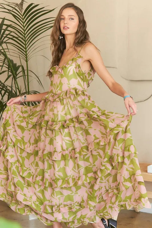 Ruffled Tiered Scoop Neck Cami Summer Dress – Flirty Ruffled Cami Dress with Scoop Neck & Tiered Details