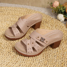 Load image into Gallery viewer, Women's High-Heel Slip-On Sandals – Round Toe Summer Slippers
