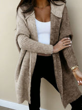 Load image into Gallery viewer, Women’s Color Block Hooded Knitted Cardigan – Plus Size Mid-Length Sweater Coat
