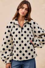 Load image into Gallery viewer, BiBi Polka Dot Sherpa Half Zip Up Top with Side Pocket

