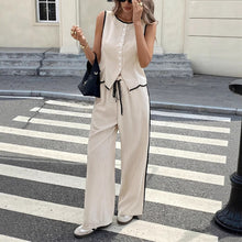 Load image into Gallery viewer, Women's Contrast Color Sleeveless Vest &amp; Drawstring Trousers Suit – 6 Colors S–XXL

