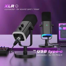 Load image into Gallery viewer, Dynamic USB/XLR Microphone with Touch Mute Button and Headphone Jack for PC and Gaming
