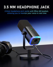 Load image into Gallery viewer, Dynamic USB/XLR Microphone with Touch Mute Button and Headphone Jack for PC and Gaming
